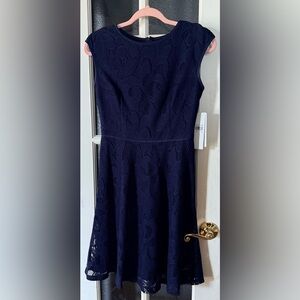 Navy Lace Fit-and-Flare Dress